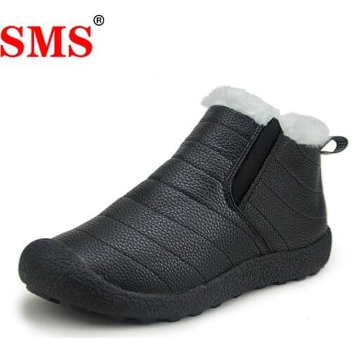 SMS Men Shoes Snow Boots Non-slip Male Sneakers Winter Couple Boots Fur Warm Ankle Boots Unisex Down waterproof Booties Botas