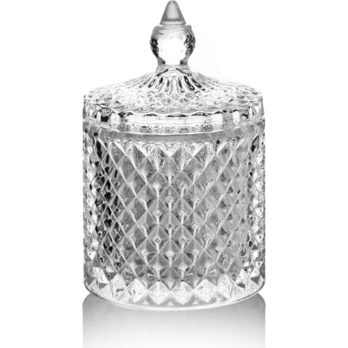 Glass Sugar Candy Crystal Cookies Bowl Glass Candy Storage Bottles Spices Storage Box Sugar Cookies Bowl Lids Storage Jewelry