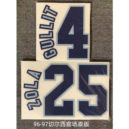 Super A Retro 1996 1997 chelsea GULLIT ZOLA number font print, Hot stamping patches badges