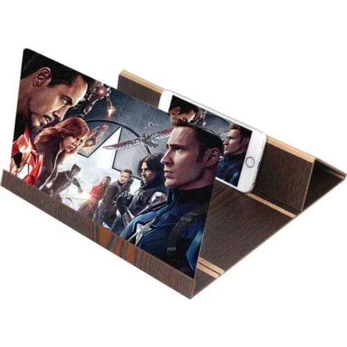 3D 12 inch Mobile Phone Screen Magnifier HD 3X Folding Screen Stereoscopic Amplifier Smartphone Wood Bracket Magnifying Glass