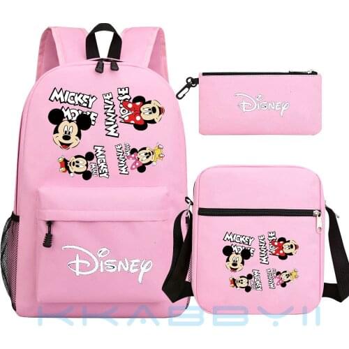 Disney waterproof Kids Minnie School Bags Children Backpack set Girls Cartoon Backpacks Schoolbags Kids princess Backpack