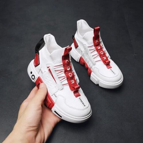High-Top Socks Casual Shoes Boys And Girls Mesh Breathable Sneakers Student Thick-Soled Height-Increasing Shoes