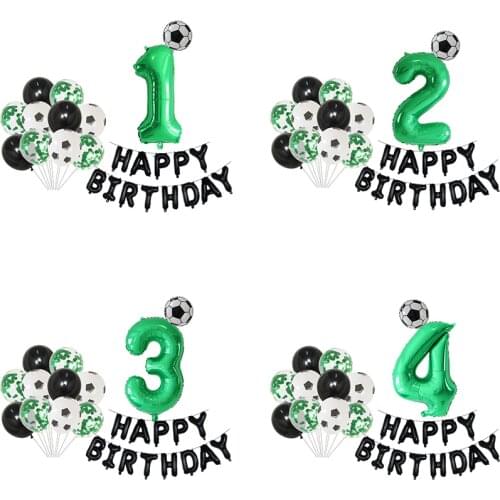 Barcelona Soccer Jersey Football Foil Balloons 30inch Green Number Balloon Boy 1 2 3 Year Birthday Party Kids Toys Air Globos