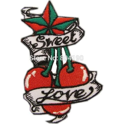 3.54" CHERRYS TATTOO STYLE music band Iron On Patch Emo Goth Clothes Punk Rockabilly Biker Vest Badge patchwork accessories