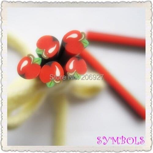 5pcs A-02 5mm Cute Apple Fruit Cane Fancy Nail Art Polymer Clay Cane Nail Art Decoration