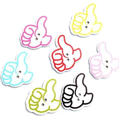 50pcs 30x24mm Mixed Gesture Wooden Buttons For Clothes Needlework Scrapbooking Crafts Diy Sewing Accessories Wood Decoration