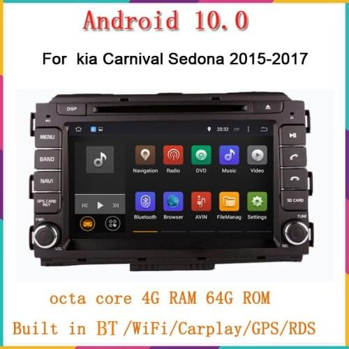 1024*600 HD octa core android 10.0 car video player for kia carnival 2015-2017 with gps navigation car stereo heat unit wifi