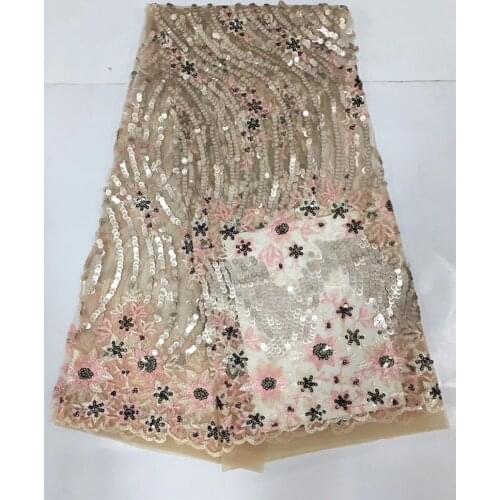 Sparkly french Net african sequence sequin Nice Flower sequins lace fabric for wedding party BZL-12.1724