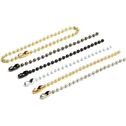 50Pcs Round Ball Bead Chains Crafting Garment/Dolls/Bags/Label Hang Tags Chain Buckles Key Ring Connector DIY Jewelry Findings