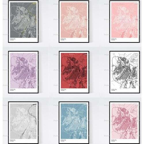Cucuta, Colombia Map Art Print - Many Styles - Scandi // Vintage /Wall Art Modular Pictures Canvas Modern Home Decor Posters