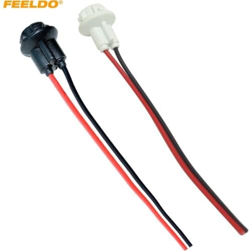 FEELDO 2PCS White/Black Car T10 194 LED Bulbs Base Holder Adapter Socket Harness Plug For Car Styling#2897