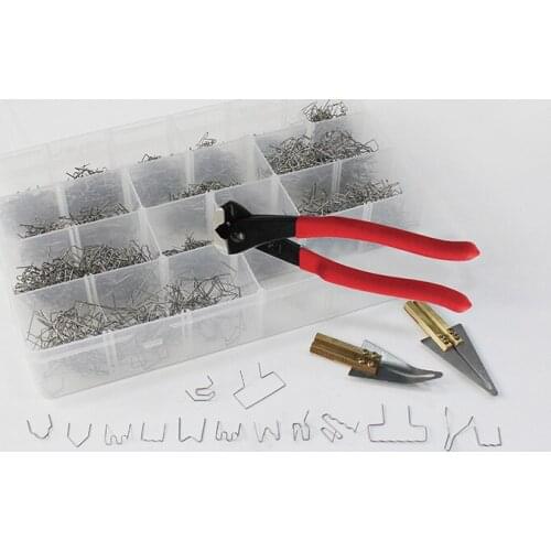 Hot stapler staples kit with smoothing tools for plastic welding bumper