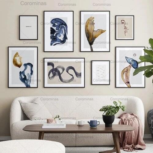 Colorful Flowers Mushroom Lines Canvas Painting Modern Abstract Artwork Hd Posters and Prints Picture Wall Art Home Decoration