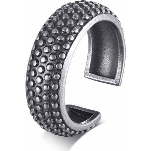 Black Color 316L Stainless Steel Ring Cool Motorcycle Tire Open Rings For Men Hip Hop Punk Geometric Round Party Jewelry