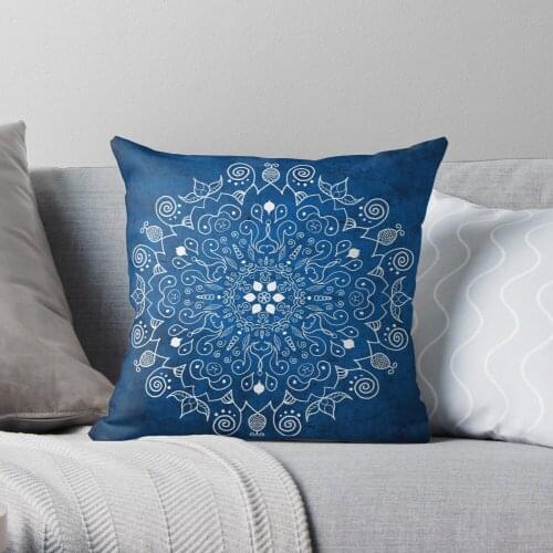 Mandala Blue Throw Pillow Cushion Cover Polyester throw pillows case on sofa home living room car seat decor 45x45cm