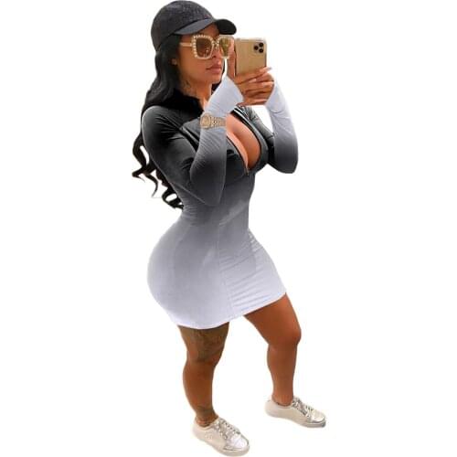 Fashion Women Tie Dye Bandage Mini Dress Elegant Long Sleeve Zipper Bodycon Print Ladies Dresses Party Club Streetwear vestidos