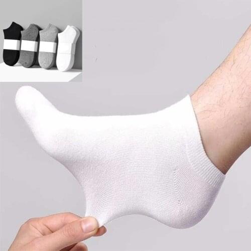 5Pairs White Black Gray Cotton Ankle Socks Unisex Solid Color Breathable Sports Socks Comfortable Shallow Mouth Boat Socks