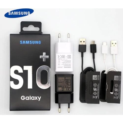 Original Samsung S10 fast charger usb wall adapter EU US Type C Plug Cable for S9 S8 Plus S10e Note 8 9 10 A50 A60 A70 A80 A40