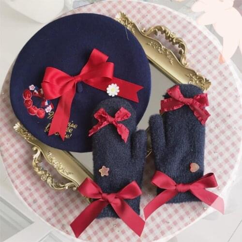 The Original Lolita wool gloves soft sister Lolita style of autumn and winter warm gloves