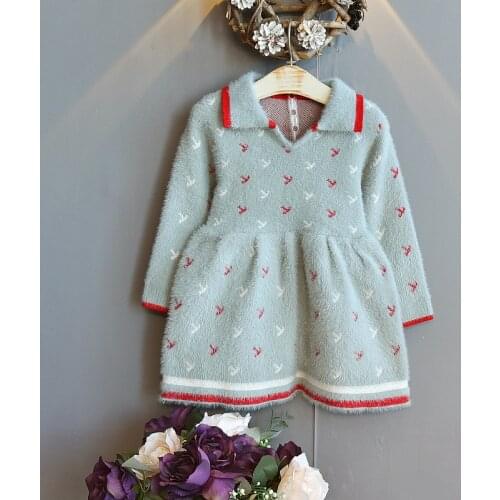 Baby Girl Dress 2020 Autumn Kids Long Sleeve Knitted Dresses Childrens Cotton Floral Princess vestidos Kids Girl Winter Clothes
