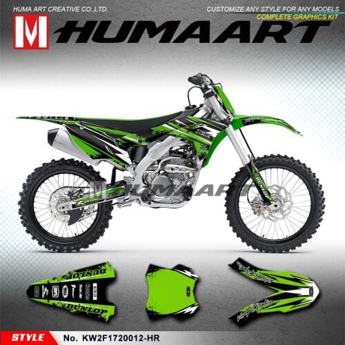 HUMAART Custom Vinyl Decals Motorcycle Graphics Backgrounds Stickers for KXF 250 2017 2018 2019 2020, Black Green