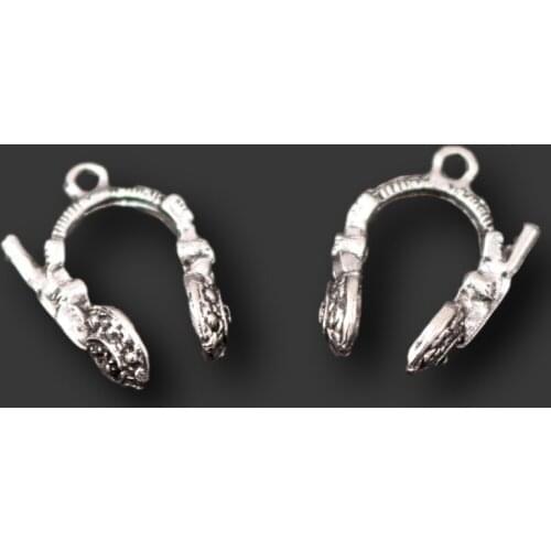 10pcs Silver Plated Wireless Earphone Pendant Hip Hop Necklace Earrings Metal Accessories DIY Charms Jewelry Crafts Making A2371