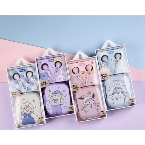 New cartoon little girl ear earplugs, with microphone, callearbuds, send headphones package,music headphones,wired headset gamer