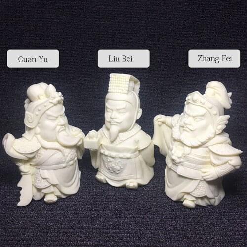 Q version Three Kingdoms figures Zhang Fei, Liu Bei, Guan Yu, statue Modern art hand-carved Cute home decoration statue