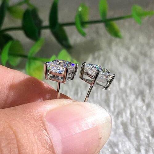 Solid 18K White Gold 0.5CT 5mm DF Color Lab Diamond Moissanite Earrings for Women Wedding Anniversary Earrings