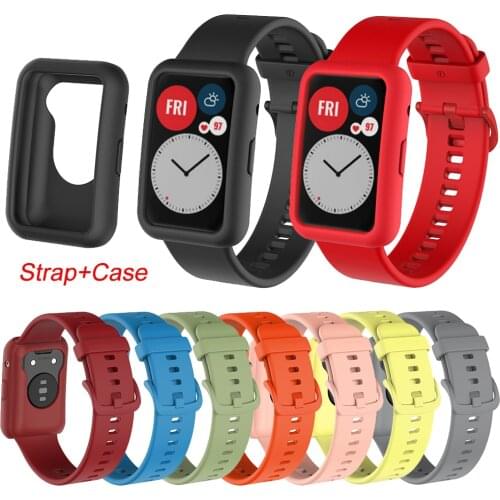 Silicone Protective Case Watchband for Huawei Watch Fit Smart Watch Sport Wrist Band Strap Bracelet Shell Accessories Correa