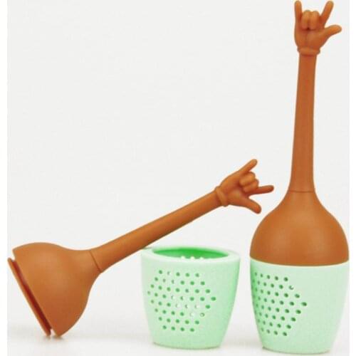 Creative Tea Infuser Strainer Funny Hand Gestures Food Grade Silicone Loose Leaf Herbal Spice Holder Filter Tea Brewing Tools