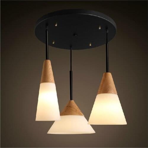 Scandinavian pendant lights oak+glass+iron dinning room pendant lighting brief restaurant light fixtures 220v free shipping