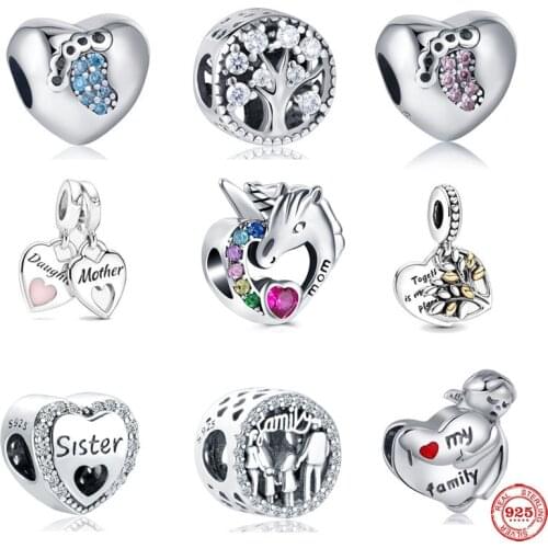 Special Offer mom mother daughter family Charms Beads Fit Pandora charms silver 925 original DIY Making Jewelry Accessories