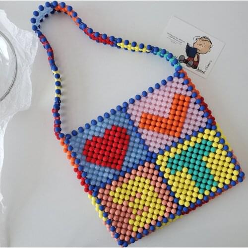 New Beaded Fashion Women Purses and Handbags Handmade Beaded Vacation Shoulder Crossbody Bag Casual Clutch Designer Bag