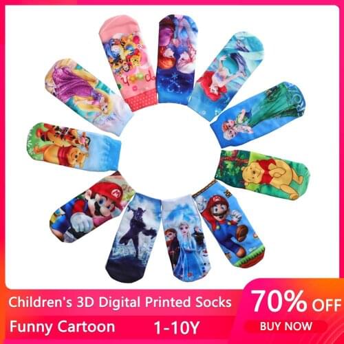 Spring Autumn Girls Sock Kids Cotton Cartoon Elsa Anna Printing Socks Lovely Animal Breathable Toddler Boys Funny Sock 1-10Y