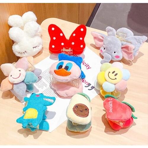 Bathe Back Hair Hold Plush Cartoon Hair Claws Women Girls Cute Flower Fruit Animal Hair Clips Hairpins Fashion Hair Accessories