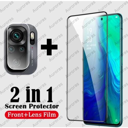 Auroras 2 in 1 Film For Redmi Note 10 Screen Protector Tempered Glass For Xiaomi Redmi Note 10 Pro Lens Protector Glass Film