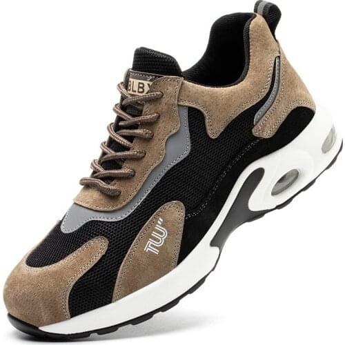 Safety Work Shoes Men Steel Toe Cap Anti-smashing Working Boots Breathable Outdoor Construction Mesh Sport Shoes Plus Size