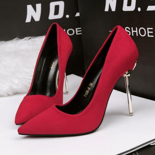 10 CM PUMPS simple fashion shallow mouth pointed OL professional solid color shallow mouth stiletto high heels low to help