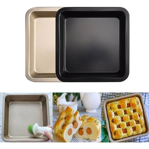 2021New Stainless Steel Plate Tray Non-stick 8 Inch Square Plate Baking Pot Dish Baking Tray Square Oven Pizza Mold Storage Tray