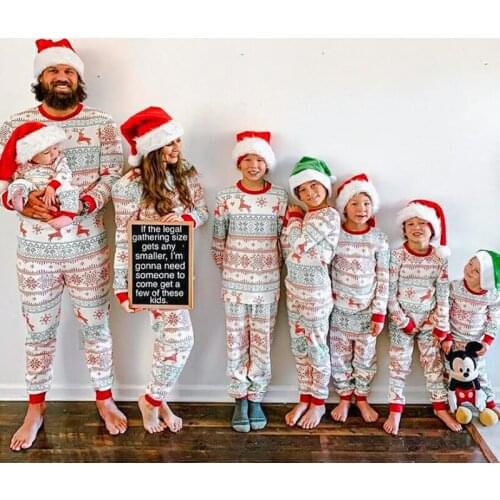 2021 Christmas Red And Green Contrast Color Parent-Child Home Service Suit Two Piece Set Family Christmas Parent-Child Outfit