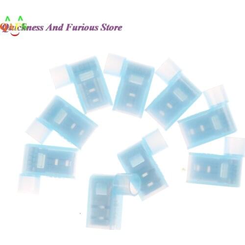 40pcs/lot Clear Blue Metal 90 Degree Insulated Female Spade Terminals Right Angle Female Flag Crimp Connector For Terminals