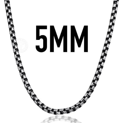 5MM Wide Mens Womens Link Chain Round Box Gunmetal Color Stainless Steel Necklace Jewelry KN224