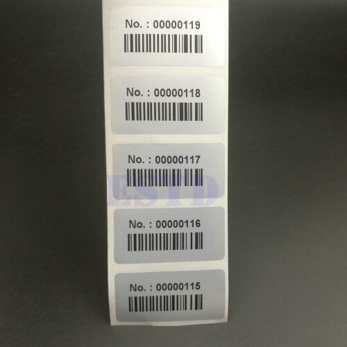 Consecutive Number, Inventory stickers Labels With Bar Code waterproof 500PCS