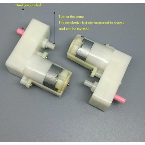 7-Shaped 130 DC Geared Motor with Inner Plastic Gears, Dual Output Flat Shaft 3V 22rpm High Torque Positive and Negative Motor