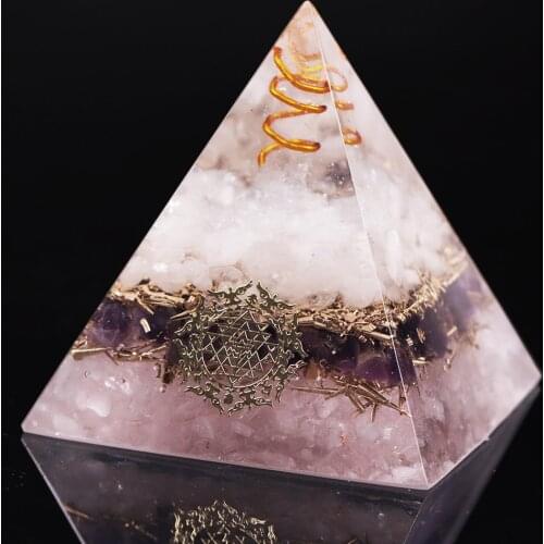 Rose Quartz Orgone Pyramid Emf Protection Meditation Yoga Energy Generator Reiki Charged Natural Raw Chakra Healing Orgonite