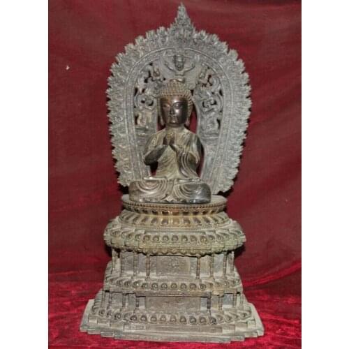 Fast shipping USPS to USA S2519 19" Tibet Tibetan Buddhism Bronze Shakyamuni Amitabha Buddha Sakyamuni Statue