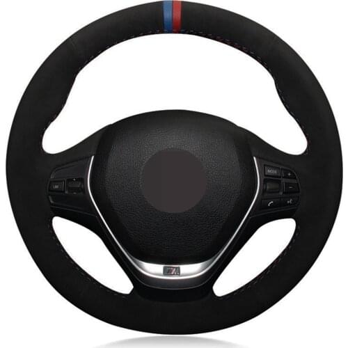 Car Steering Wheel Cover Black Genuine Leather Suede For BMW F20 2012-2018 F45 2014-2018 F30 F31 F34 2013-2017 F32 F33 F36