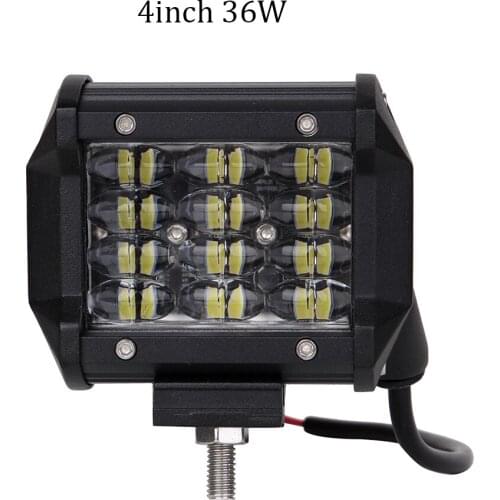 1 pcs Quad-row 4inch Car Led Work Light Bar 36W 6000K 12V Driving Beam Pods Light for Off-road Trucks 4x4 SUV Forklift ATV Boat