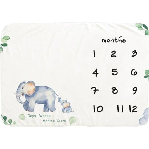 Baby Monthly Record Growth Milestone Blanket Newborn Soft Flannel Swaddle Wrap Q1FE